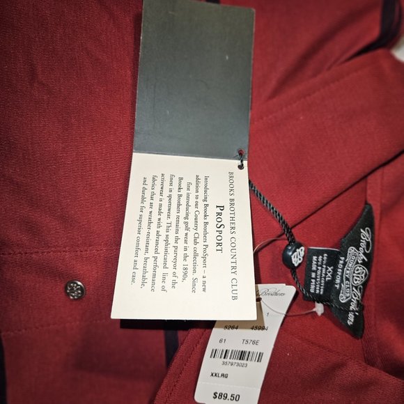 NEW BROOKS BROTHERS PRO SPORT LONG SLEEVE COUNTRY CLUB POLO RUGBY SHIRT XXL - Picture 3 of 3